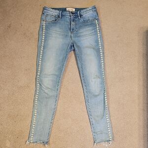 DRIFTWOOD Light Blue Jeans with Floral Side Detail